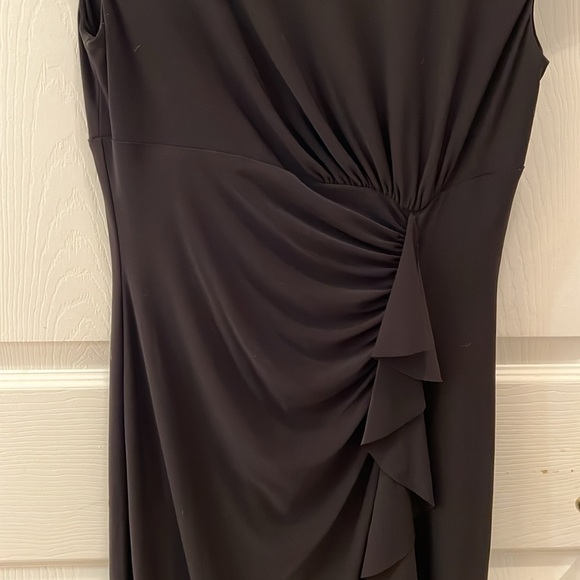 Women’s Ralph Lauren Black Sleeveless Sz 6 Twist Front rouged Stretch Sheath drs - Picture 5 of 9